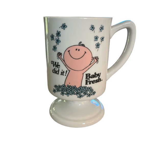 Vintage Baby Fresh We Did It! Footed Coffee Mug Baby Flowers Tea - Picture 1 of 7